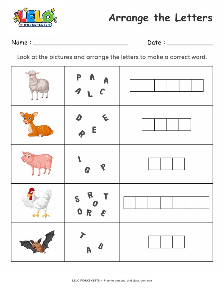 Arrange the letters worksheet worksheet preview