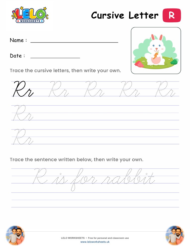 Letter R Cursive Writing Worksheet worksheet preview