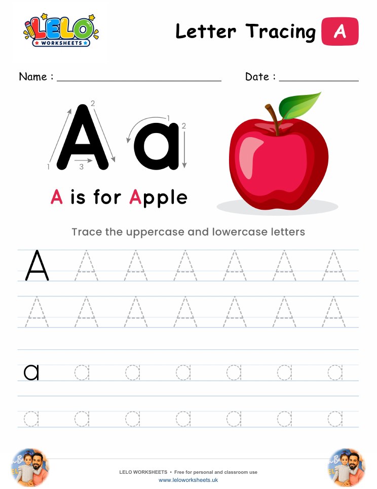 Letter Tracing Alphabet A Worksheet worksheet preview