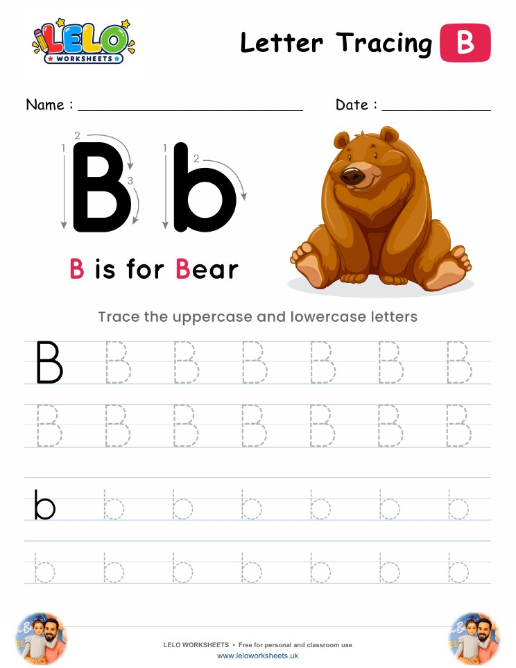 Letter Tracing Alphabet B Worksheet worksheet preview