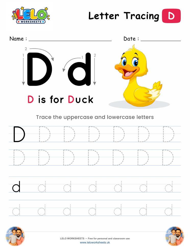 Letter Tracing Alphabet D Worksheet worksheet preview
