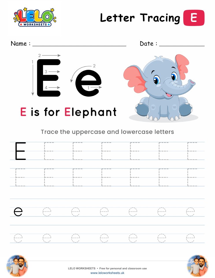 Letter Tracing Alphabet E Worksheet worksheet preview