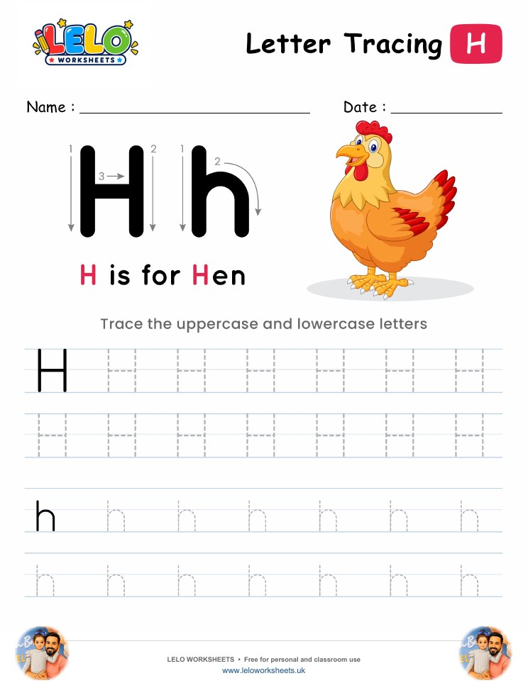 Letter Tracing Alphabet H Worksheet worksheet preview