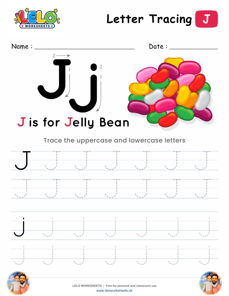 Letter Tracing Alphabet J Worksheet worksheet preview