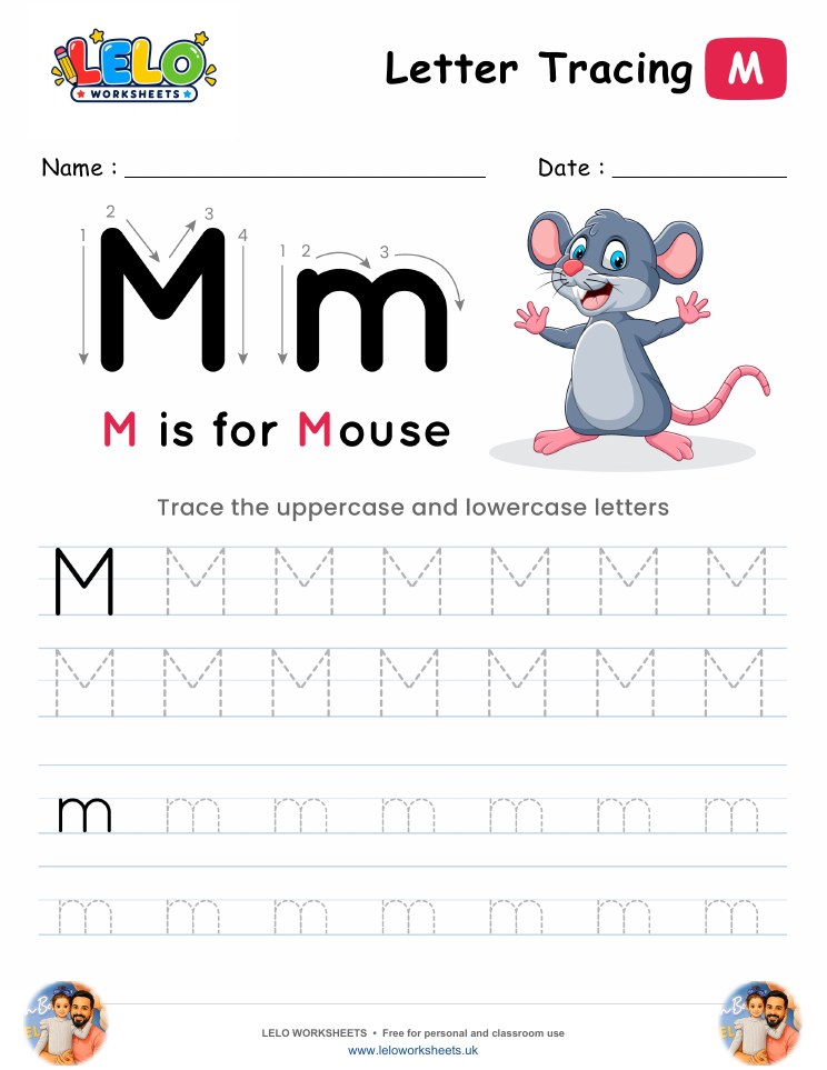 Letter Tracing Alphabet M Worksheet worksheet preview