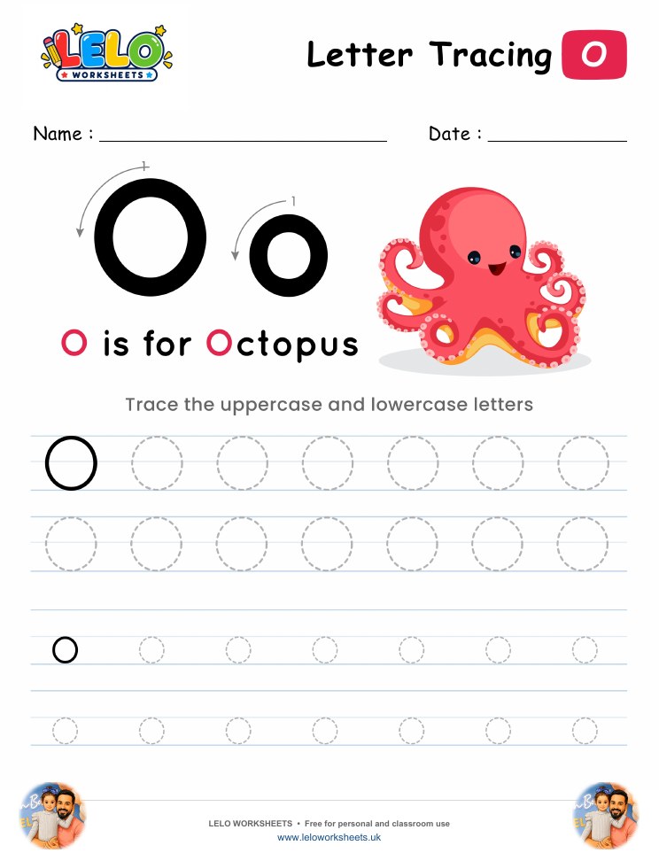 Letter Tracing Alphabet O Worksheet worksheet preview