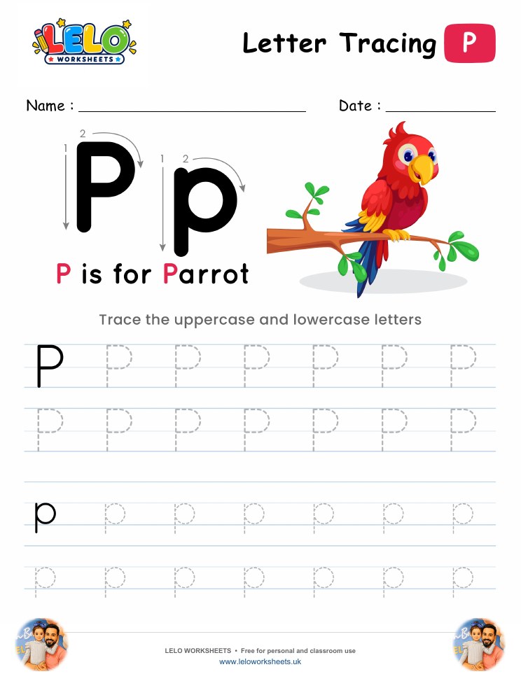 Letter Tracing Alphabet P Worksheet worksheet preview