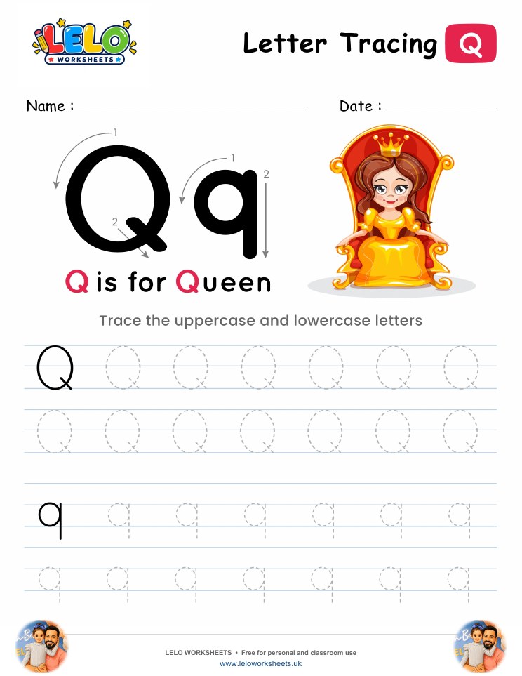 Letter Tracing Alphabet Q Worksheet worksheet preview