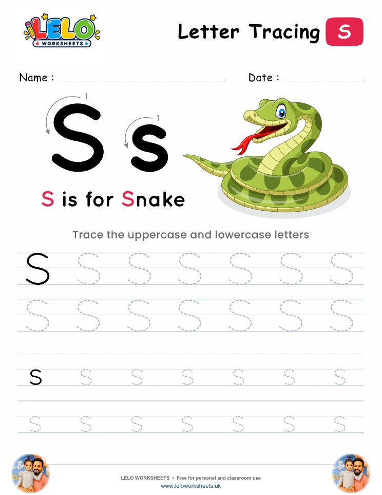 Letter Tracing Alphabet S Worksheet worksheet preview