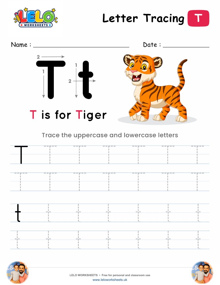 Letter Tracing Alphabet T Worksheet worksheet preview
