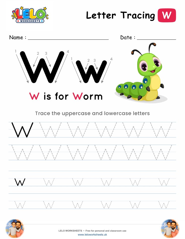 Letter Tracing Alphabet W Worksheet worksheet preview