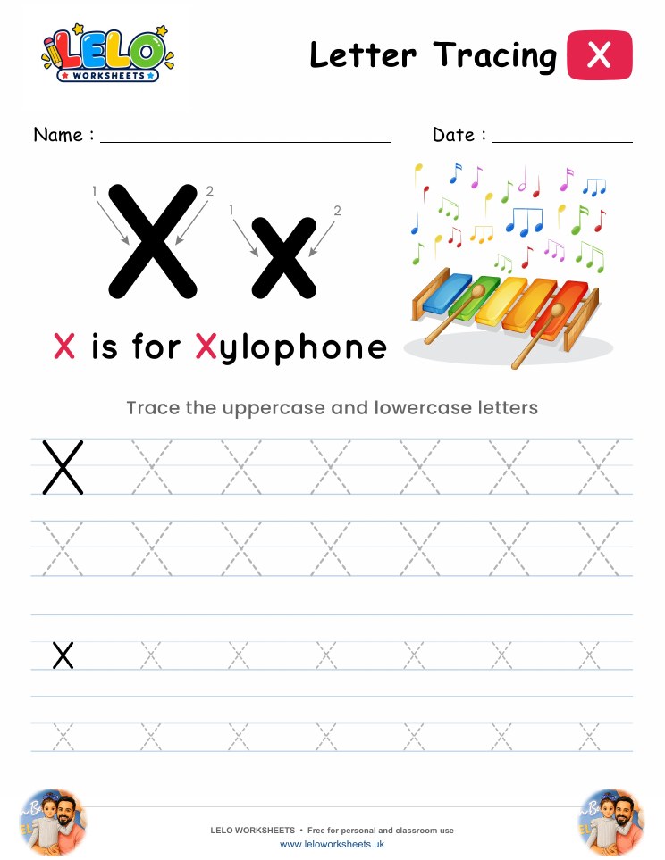 Letter Tracing Alphabet X Worksheet worksheet preview