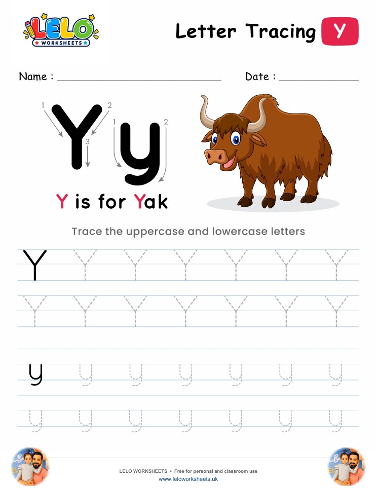 Letter Tracing Alphabet Y Worksheet worksheet preview
