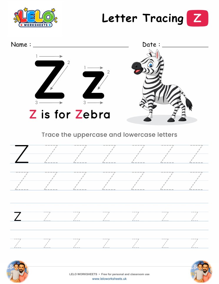 Letter Tracing Alphabet Z Worksheet worksheet preview