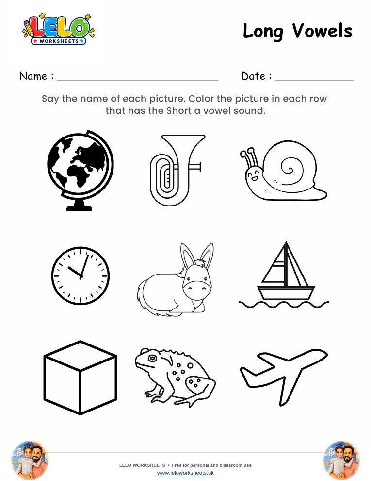 Long Vowels Worksheet 1 worksheet preview