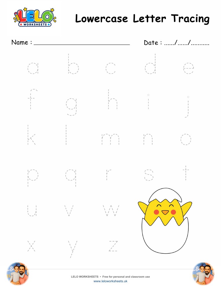 Lowercase Letter Tracing Worksheet worksheet preview