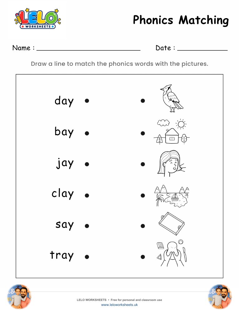 Phonics matching worksheet 2 worksheet preview