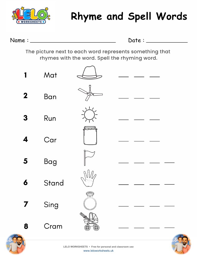 Rhyme and Spell Worksheet worksheet preview