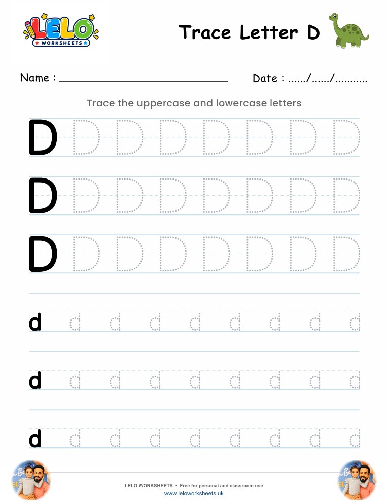 Tracing Letter D worksheet worksheet preview