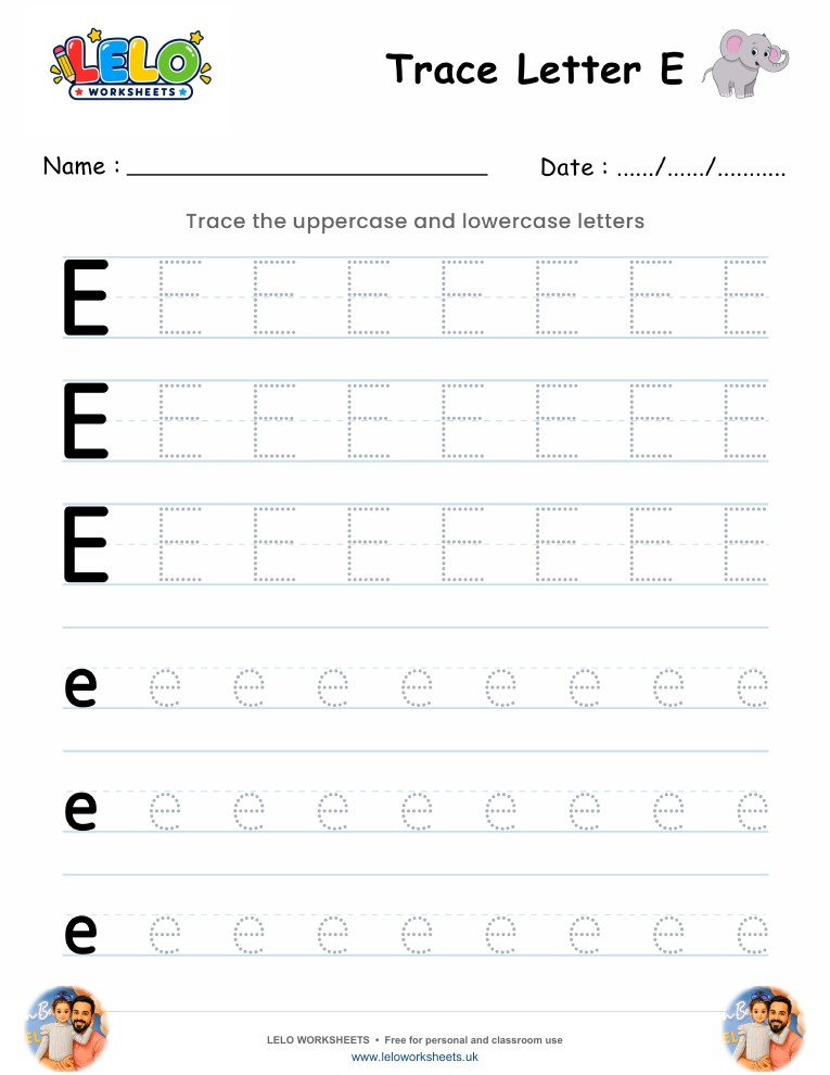 Tracing Letter E worksheet worksheet preview