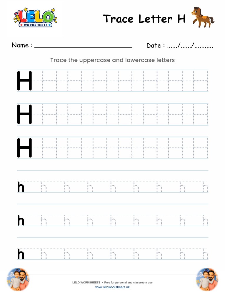 Tracing Letter H worksheet worksheet preview