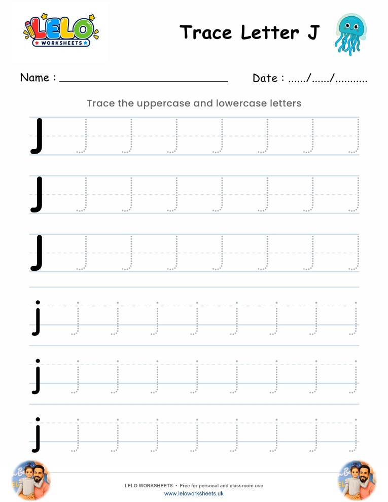 Tracing Letter J worksheet worksheet preview
