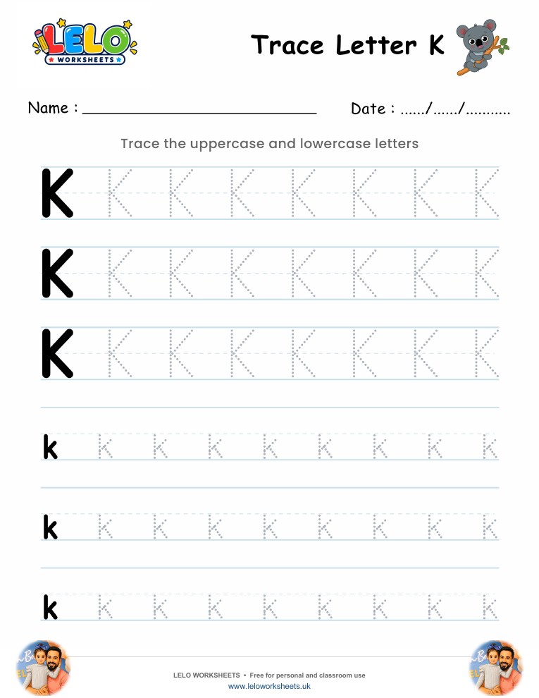 Tracing Letter K worksheet worksheet preview