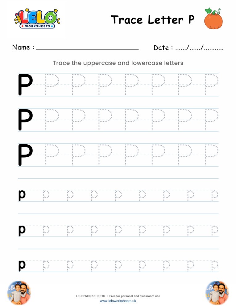 Tracing Letter P worksheet worksheet preview