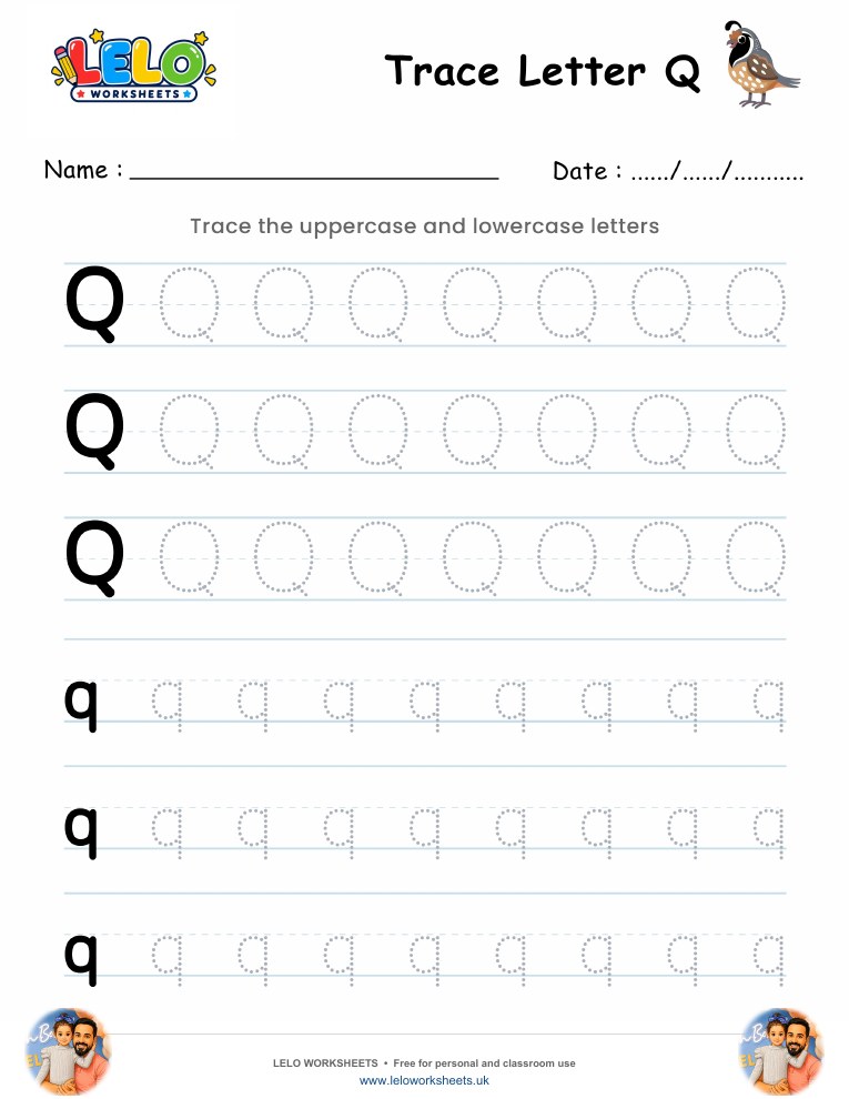 Tracing Letter Q worksheet worksheet preview