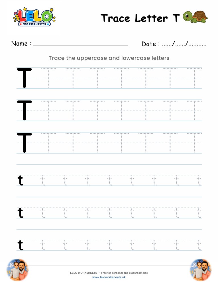 Tracing Letter T worksheet worksheet preview