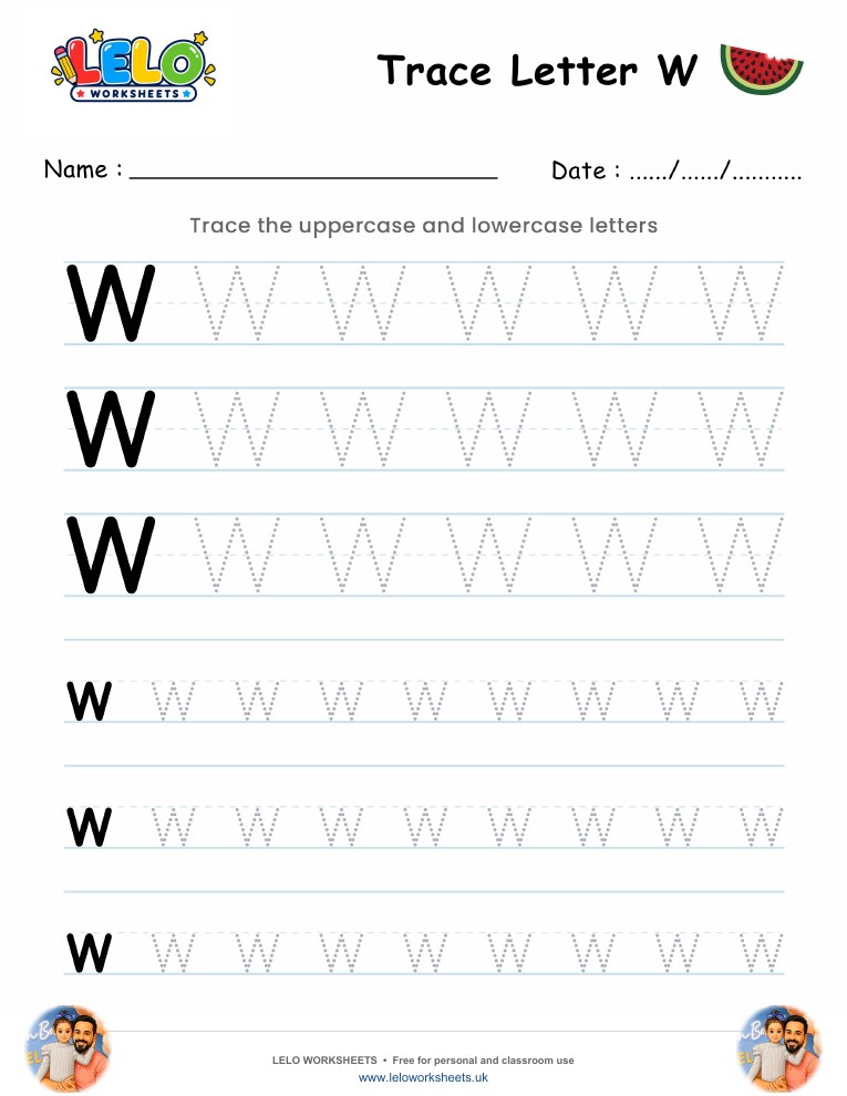 Tracing Letter W worksheet worksheet preview