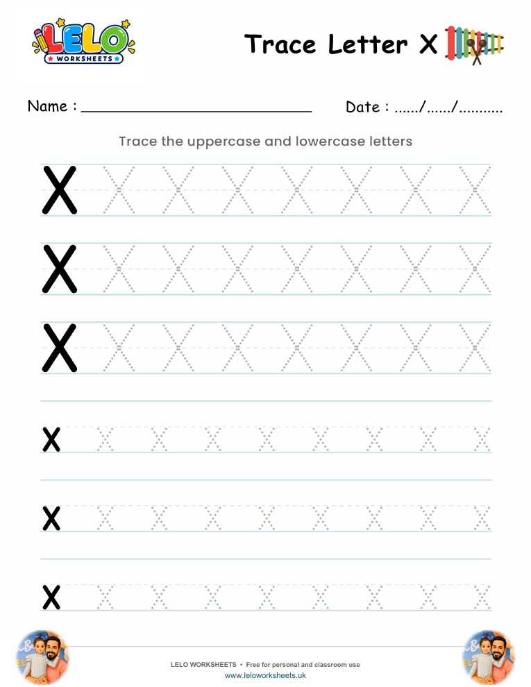 Tracing Letter X worksheet worksheet preview