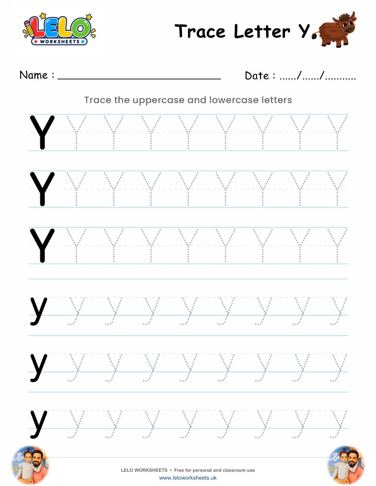 Tracing Letter Y worksheet worksheet preview