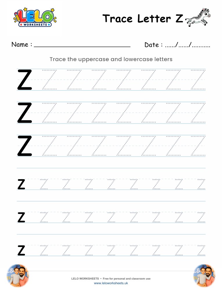 Tracing Letter Z worksheet worksheet preview