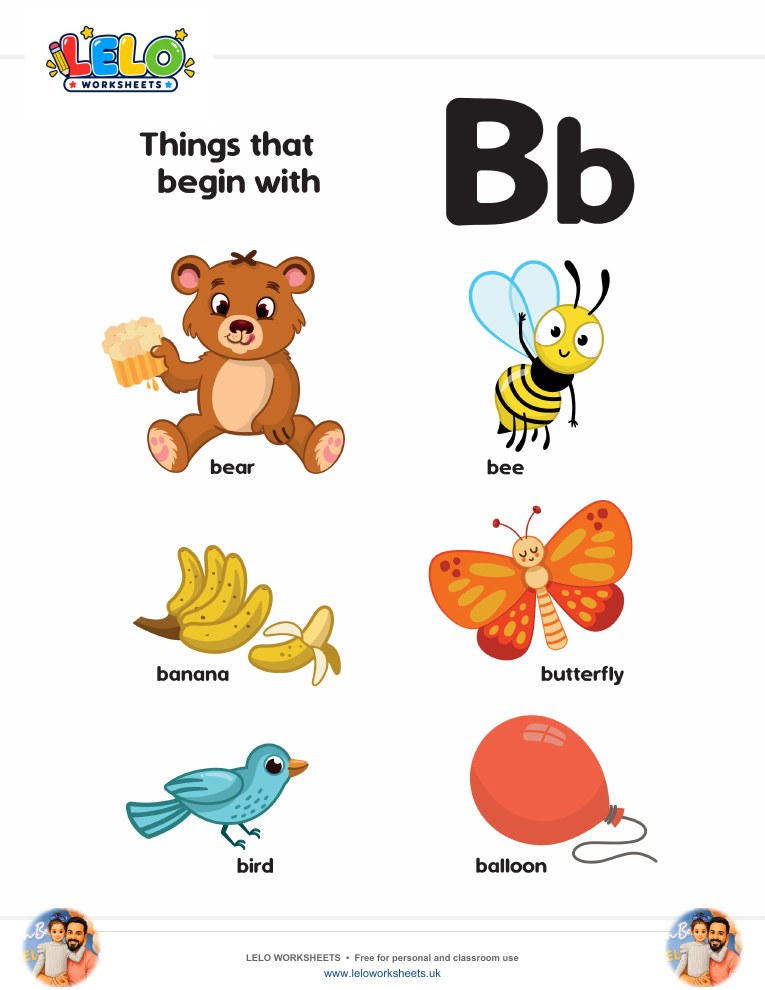 words that start with B Worksheet worksheet preview
