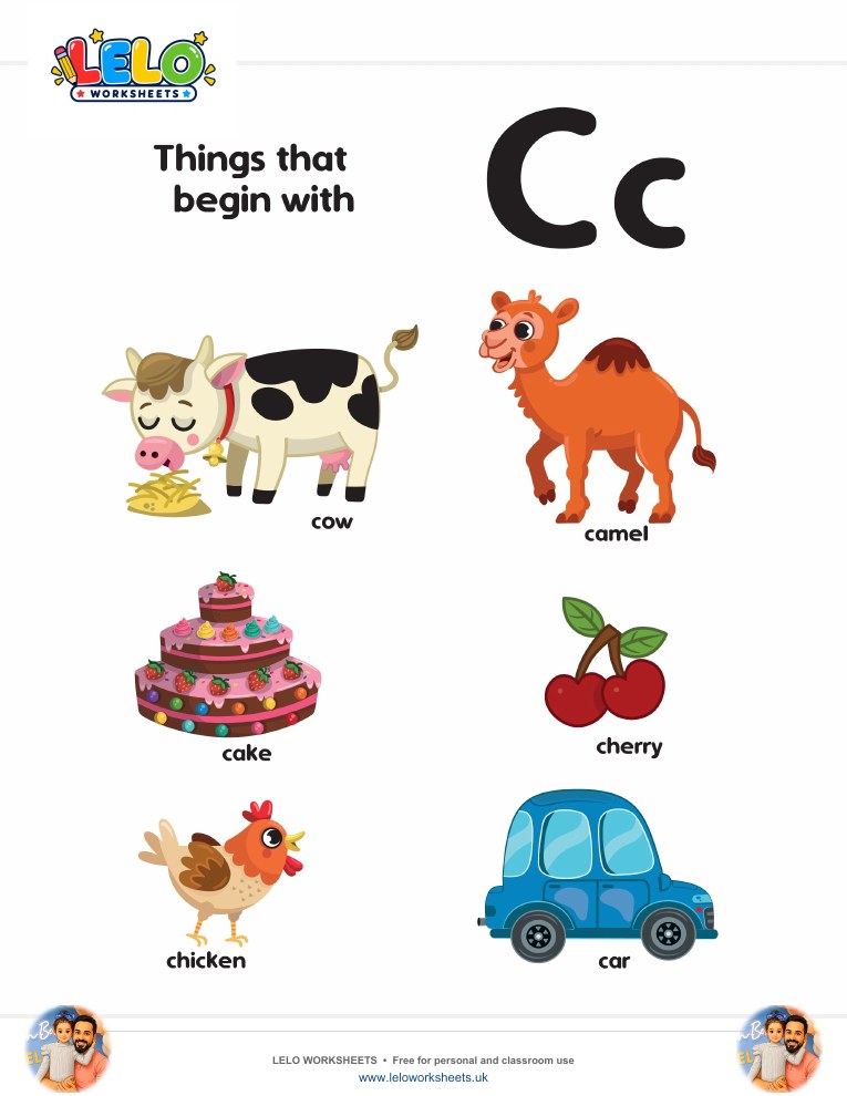 words that start with C Worksheet worksheet preview