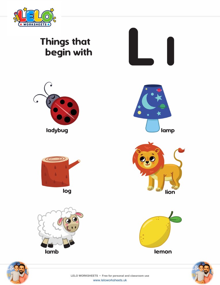 words that start with L Worksheet worksheet preview