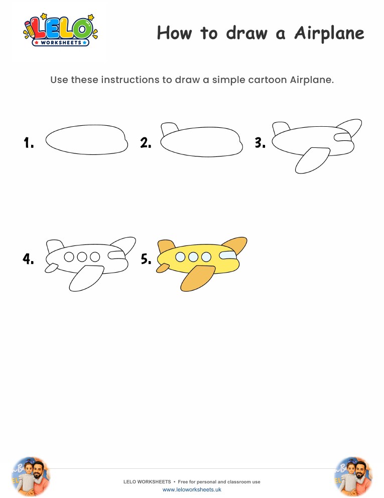 How to draw Airplane worksheet worksheet preview
