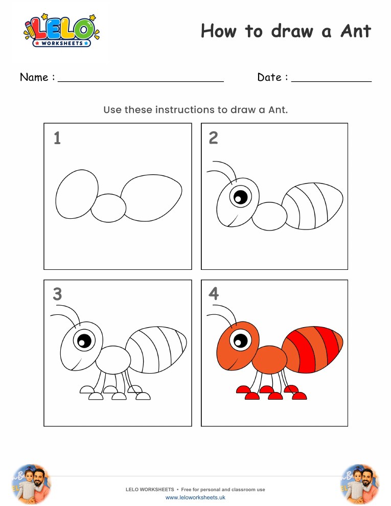 How to Draw Ant worksheet worksheet preview