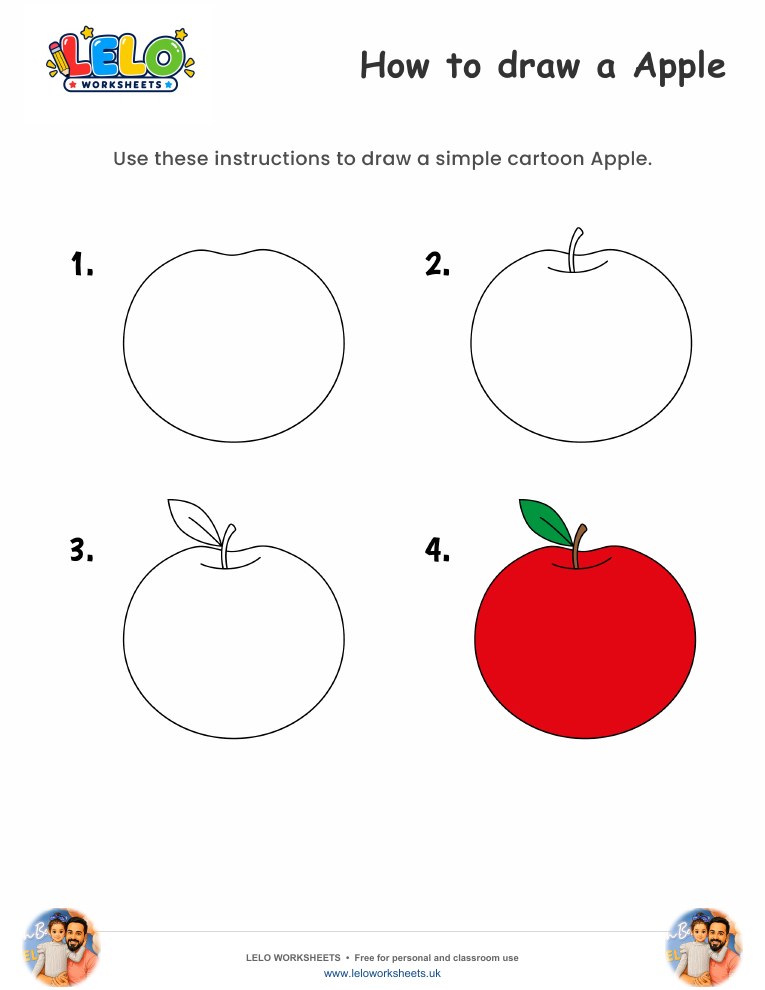 How to draw Apple worksheet worksheet preview