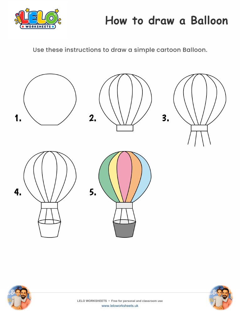 How to draw Balloon worksheet worksheet preview