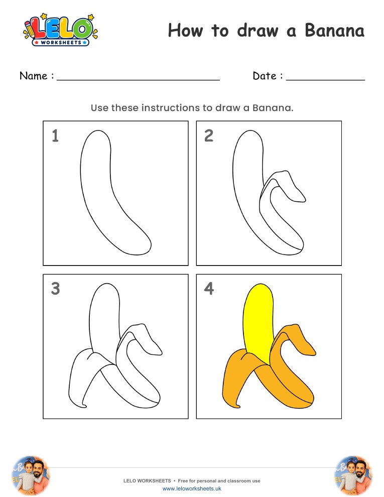 How to Draw Banana worksheet worksheet preview