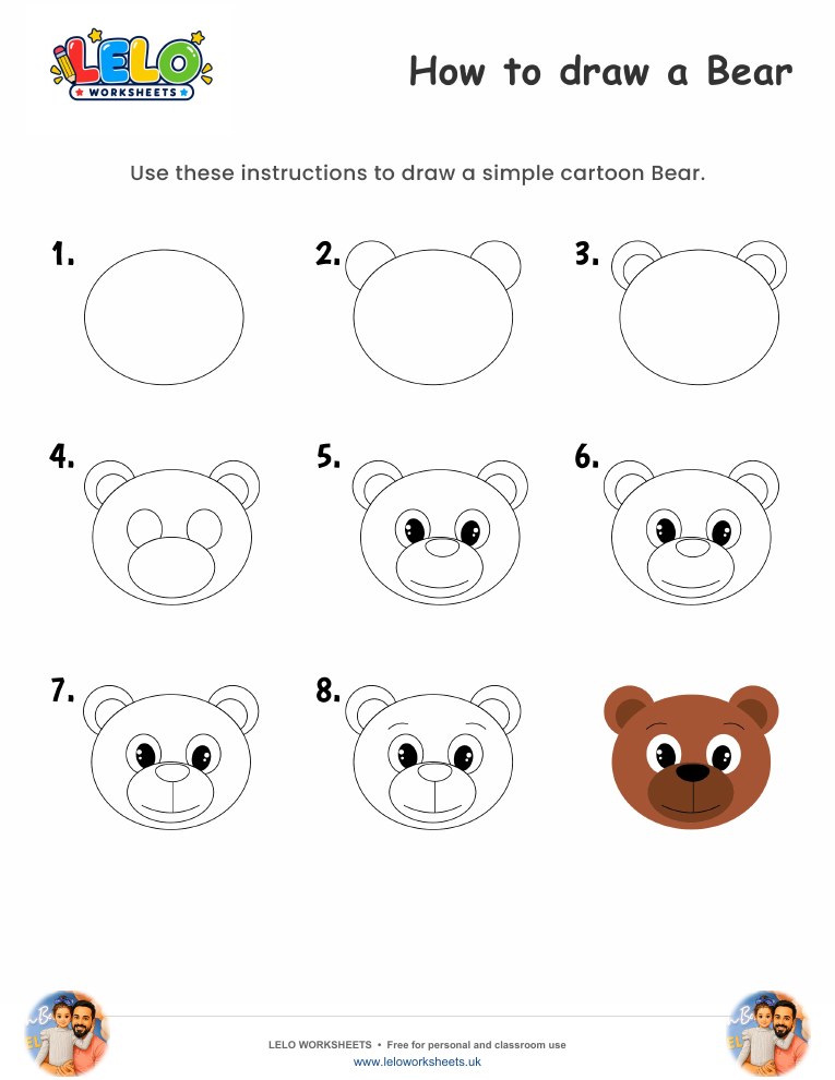 How to draw Bear worksheet worksheet preview