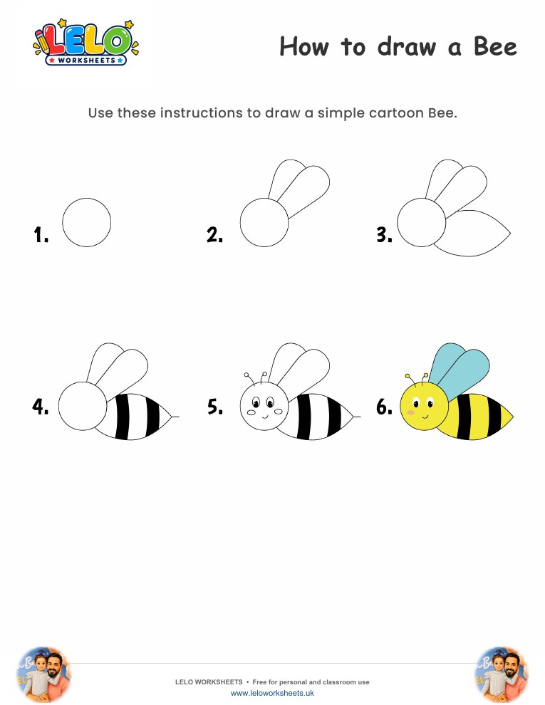 How to draw Bee worksheet worksheet preview