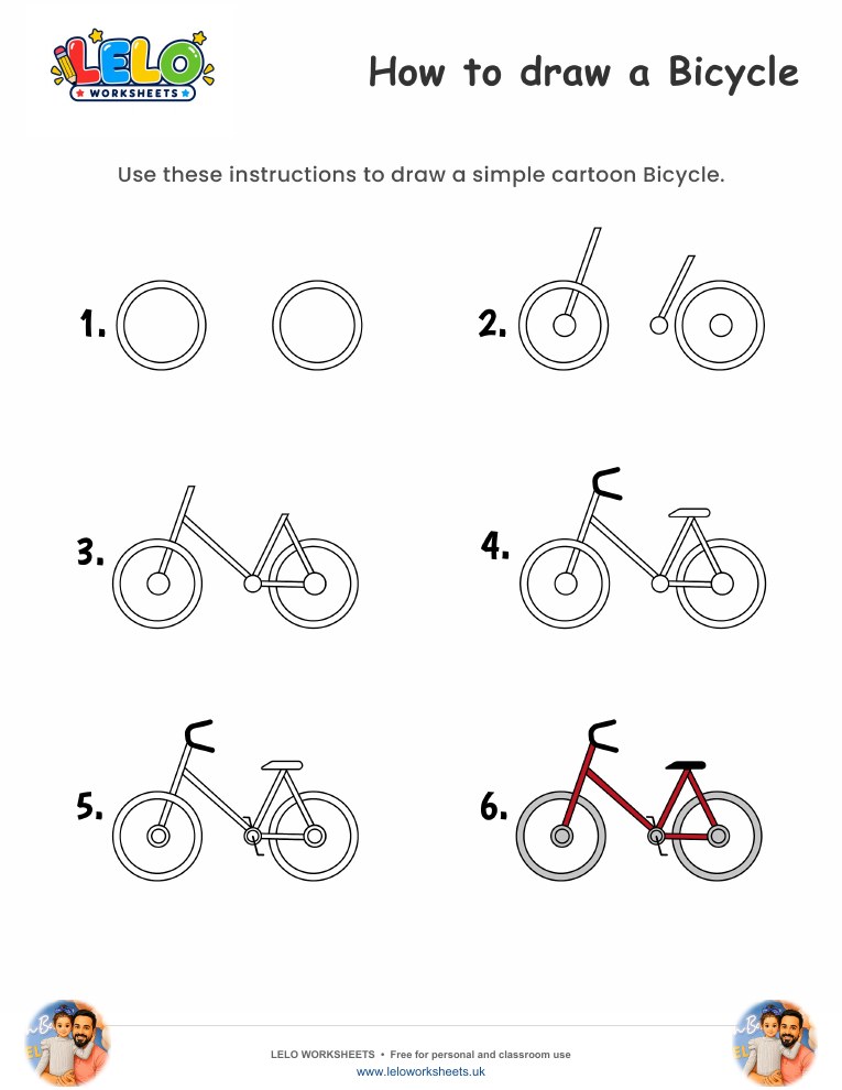 How to draw Bicycle worksheet worksheet preview
