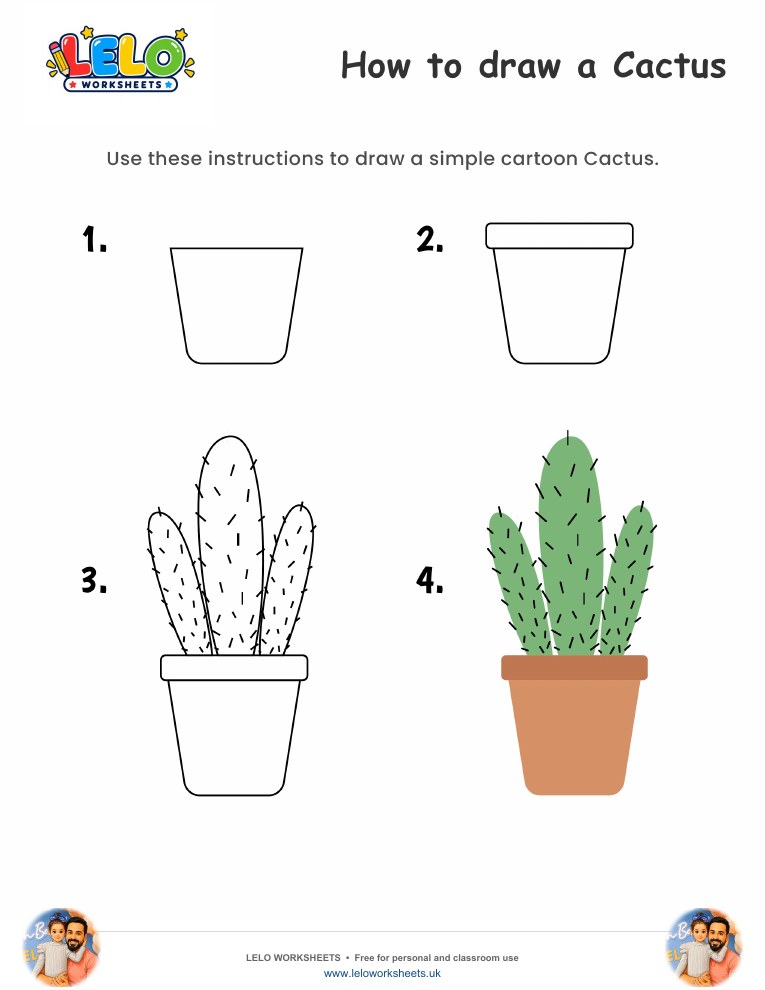 How to draw Cactus worksheet worksheet preview