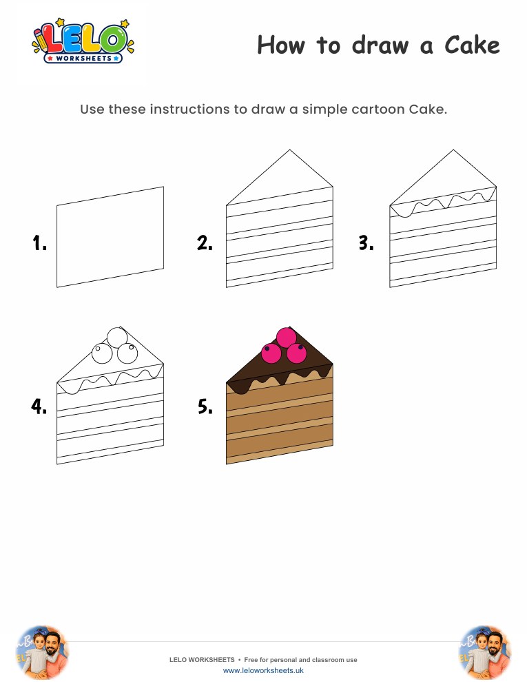 How to draw Cake worksheet worksheet preview
