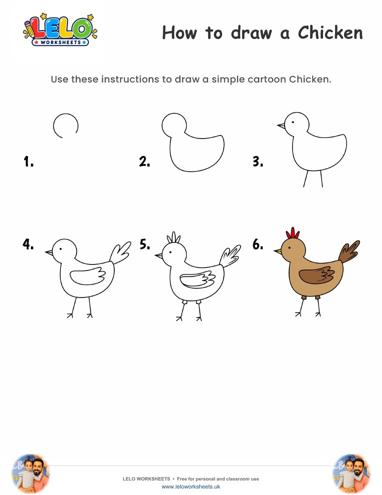How to draw Chicken worksheet worksheet preview