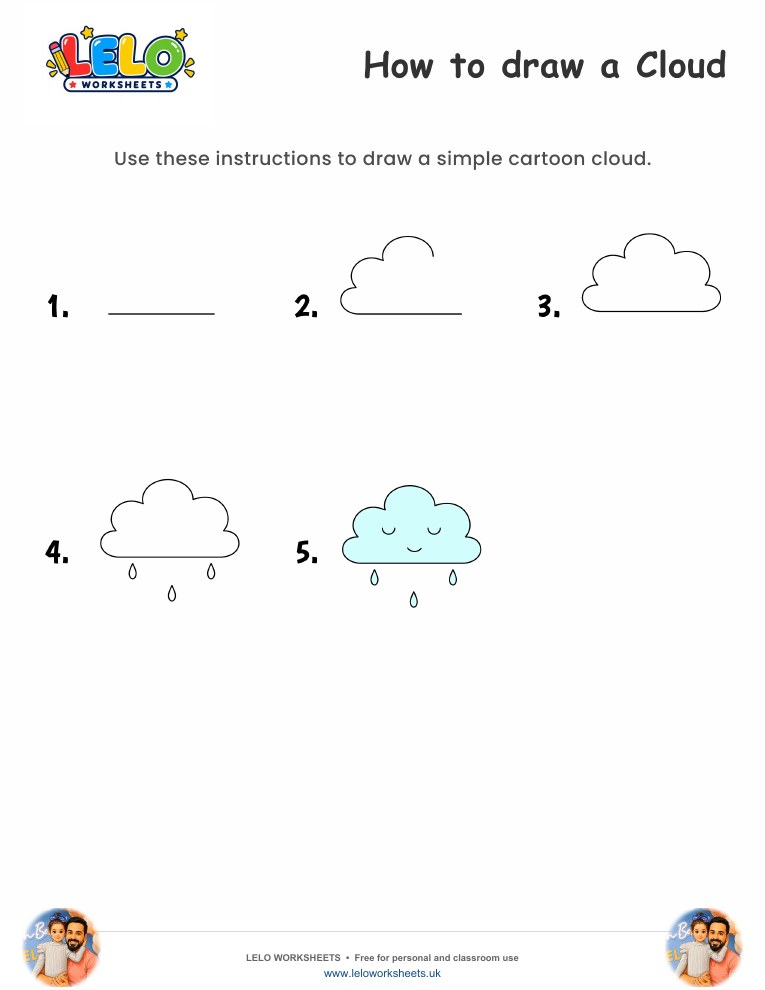 How to draw cloud worksheet printable worksheet preview