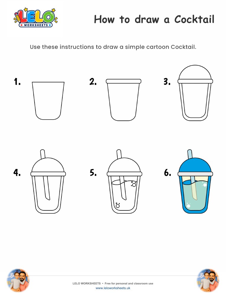 How to draw Cocktail worksheet worksheet preview